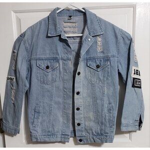 Yin Duo Online Kpop Where Is My Mind Jean Jacket Womens Size L Fadded Distressed
